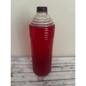 Vintage Old English Red Oil Furniture Polish Ribbed Bee Hive Glass Bottle